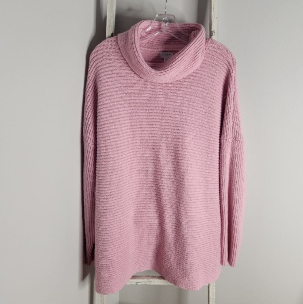 J.Crew womens 2X pink cowl neck pullover knit sweater